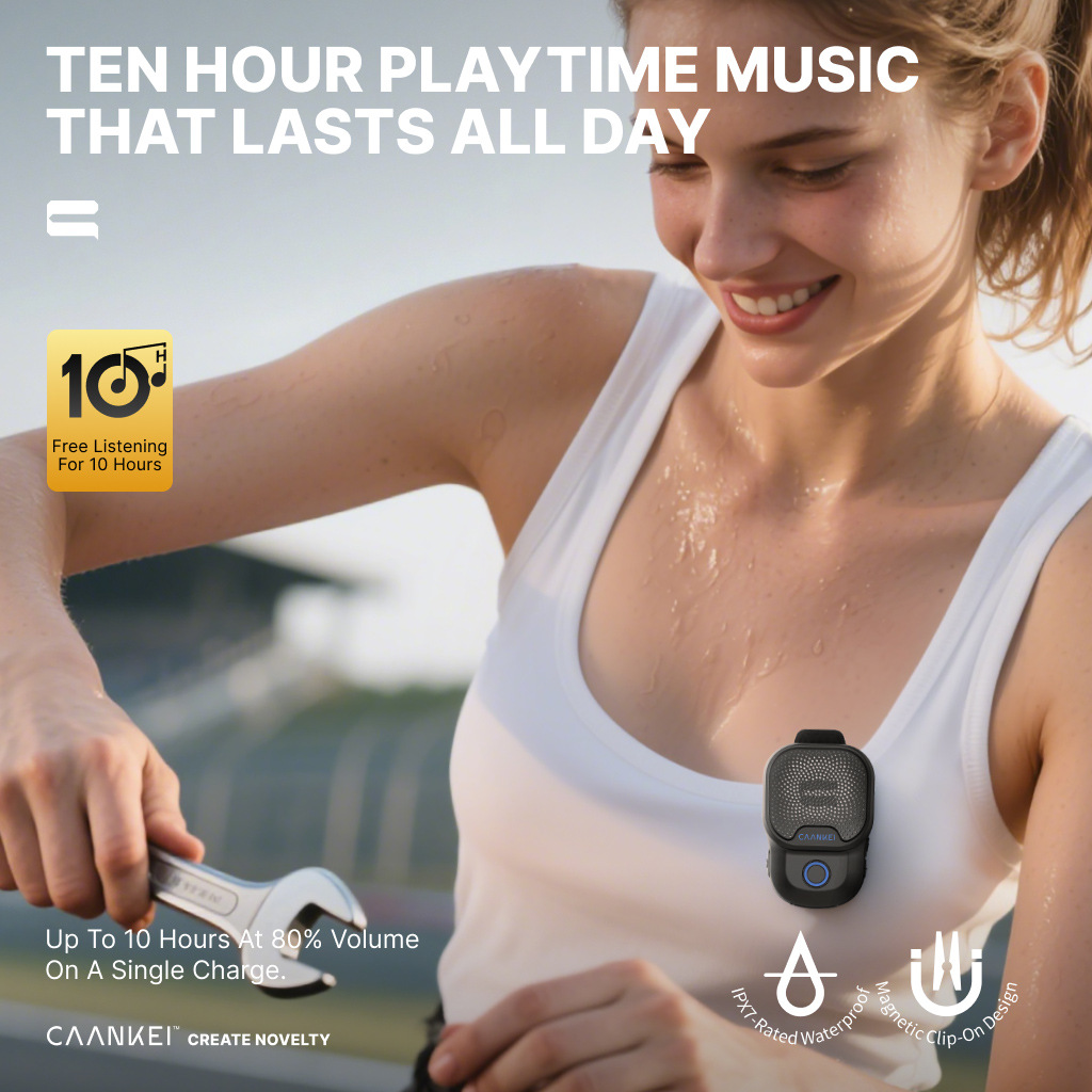 Magnetic Clip-On Wireless Speaker: Ultra-Lightweight, Waterproof & Portable