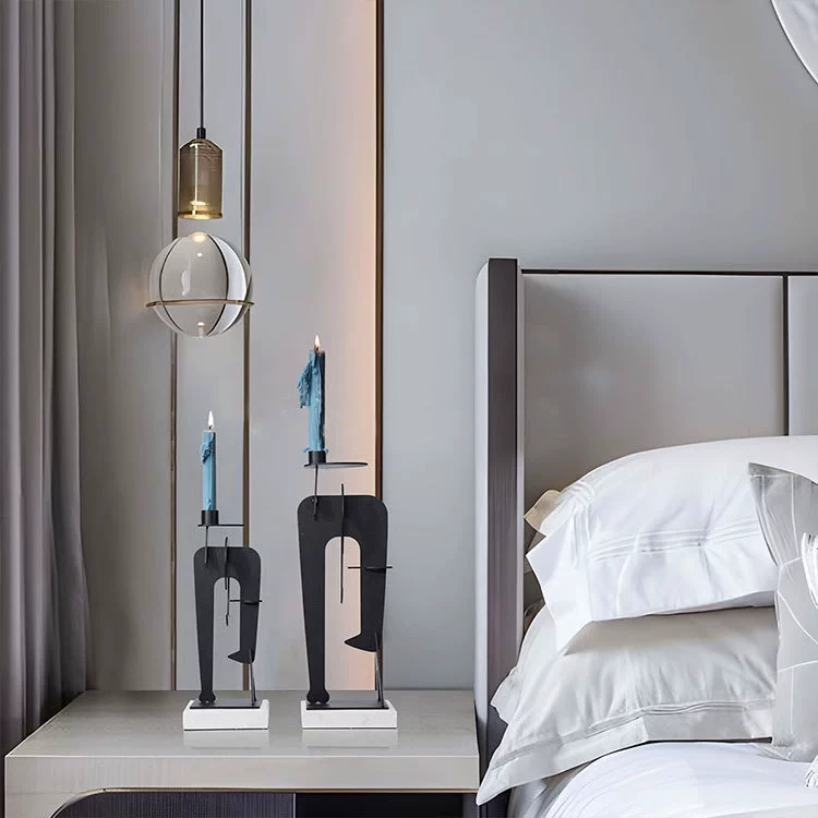 Black Metal Multi-Level Candle Holder - 2 Size Options for Dining Table or Shelf Decor