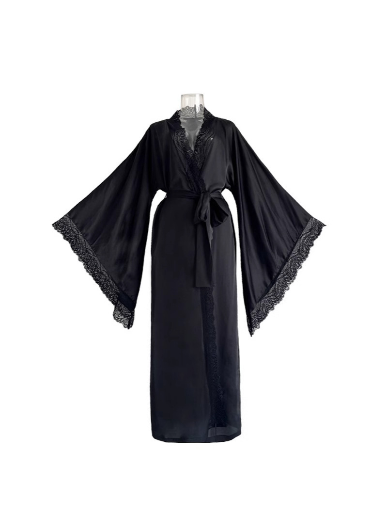 Breathable Rayon-Blend Long Bathrobe – Plus-Size Kimono Robe with Belt & Pockets
