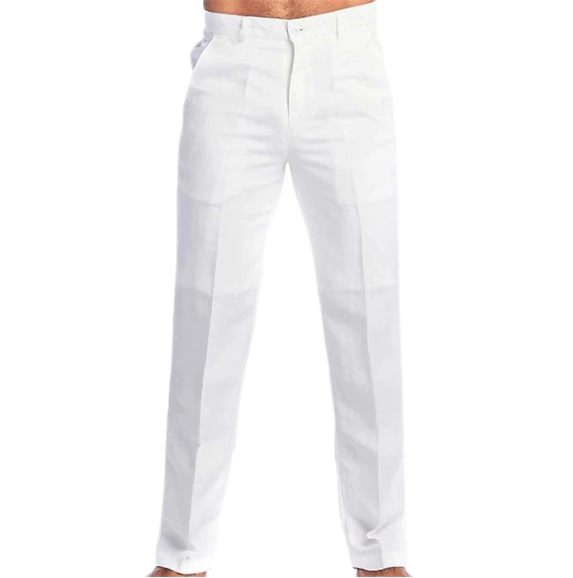 Men's 55% Cotton Straight Leg Casual Pants Outdoor