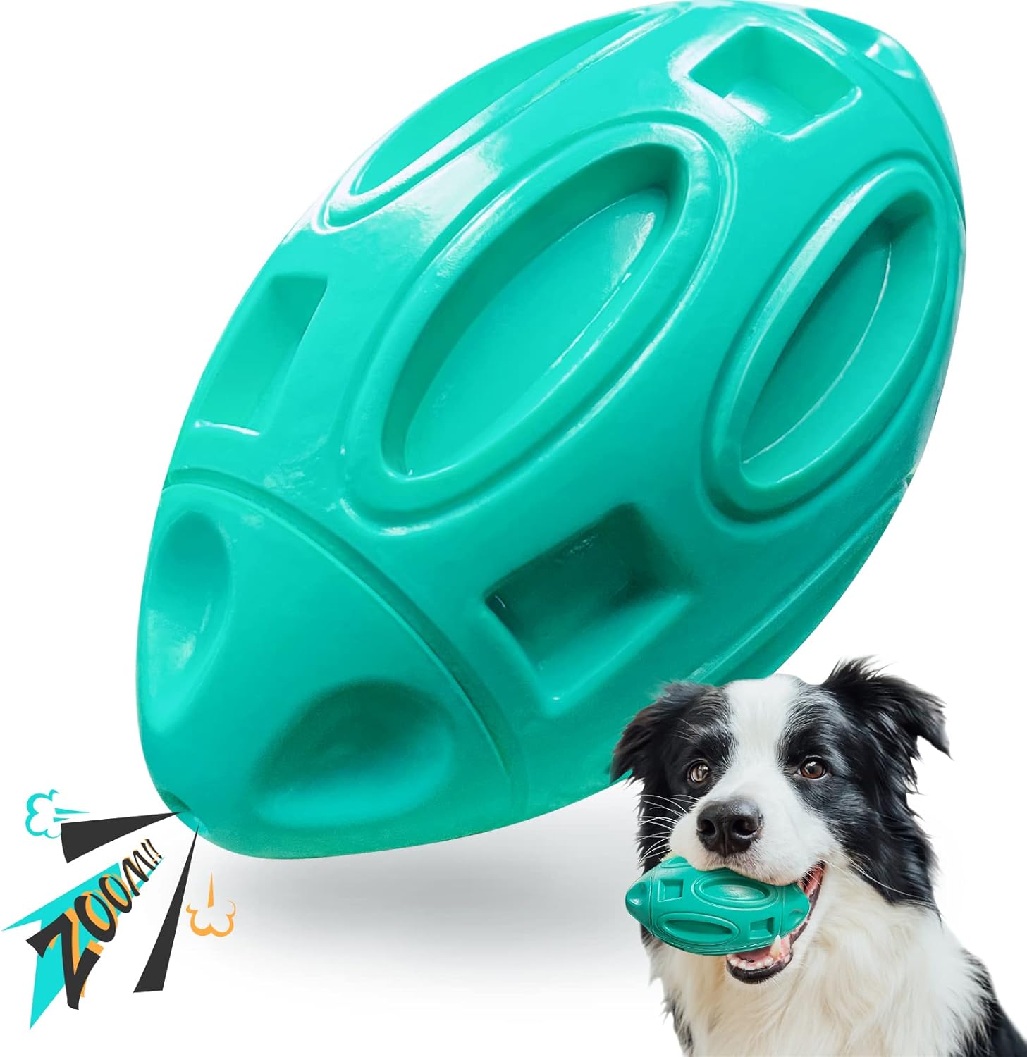 EASTBLUE Squeaky Dog Toys for Aggressive Chewers: Rubber Puppy Chew Ball with Squeaker, Almost Indestructible and Durable Pet Toy for Medium and Large Breed