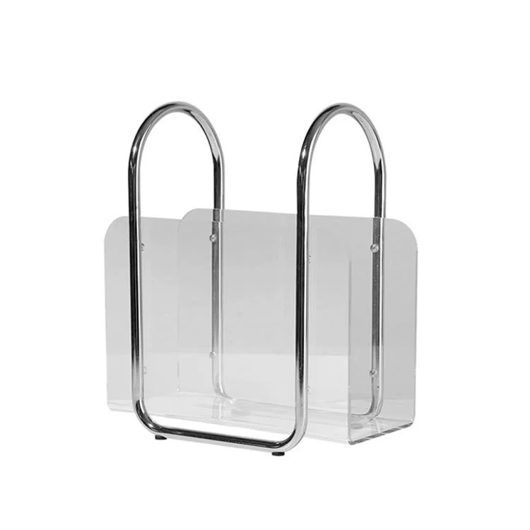 Clear Acrylic Shelf with Steel Handles - Compact Storage for Books or Decor