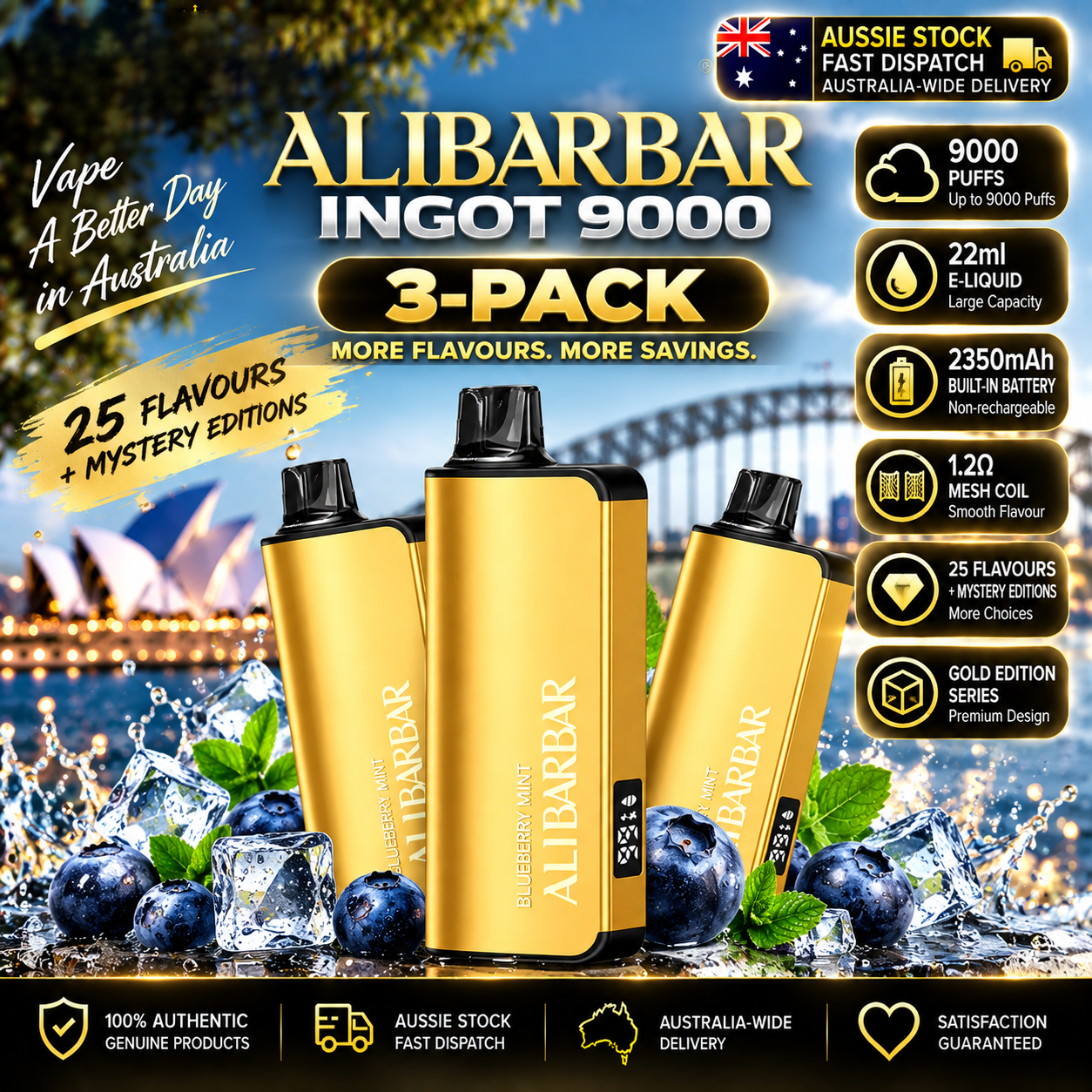 🔥 ALIBARBAR INGOT 9,000 Puffs | 3/5/10 Pack Bundle | Sydney Stock 🚚