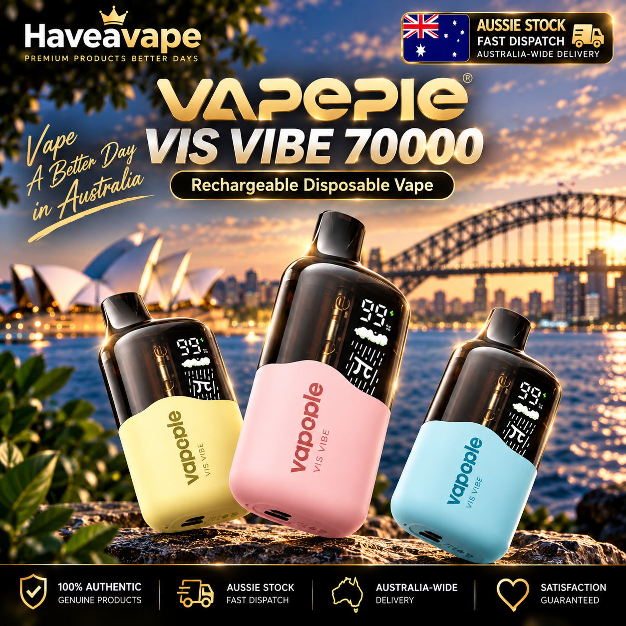 VAPEPIE VIS VIBE 70K Disposable Vape – Smart Display Edition with 70,000 Puffs|🚚🇦🇺 Sydney Stock