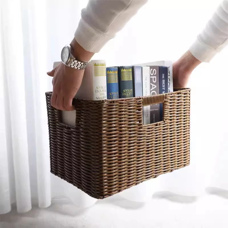 Paper Rope Woven Storage Basket – Coffee Color Minimalist Organizer for Household Essentials
