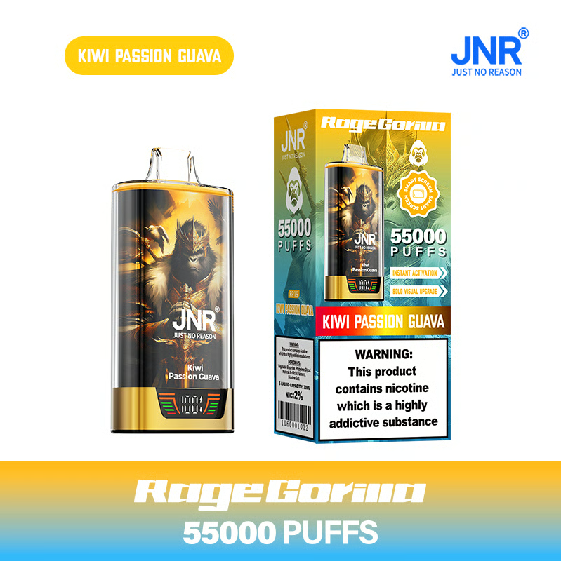 💨JNR Rage Gorilla 55K Puffs Dual Mesh Disposable Vape with Smart Display & Type-C Fast Charging🐒⚡💨
