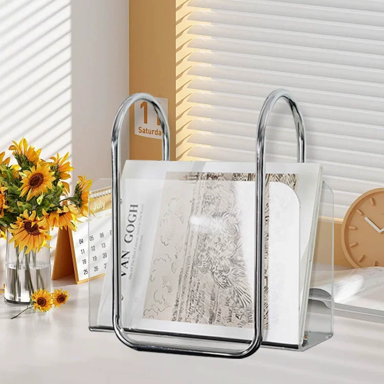 Clear Acrylic Shelf with Steel Handles - Compact Storage for Books or Decor