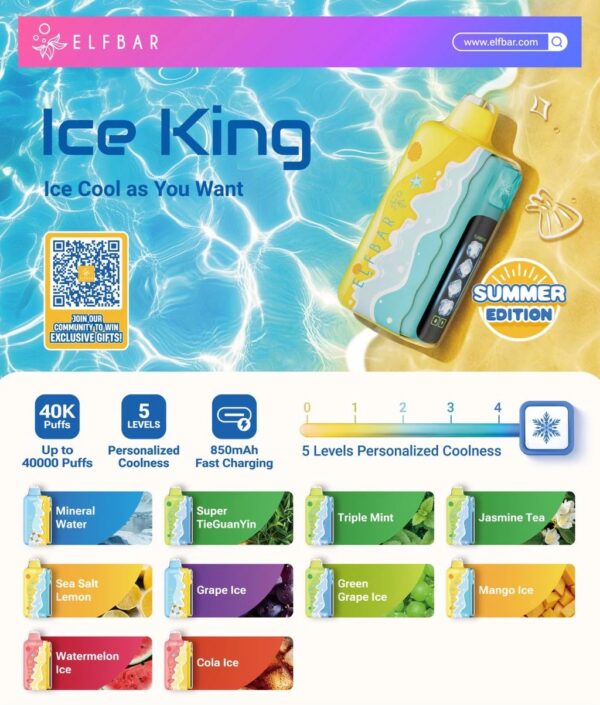 Elf Bar Ice King 40000 bouffées – Vape jetable saveur glace rafraîchissante