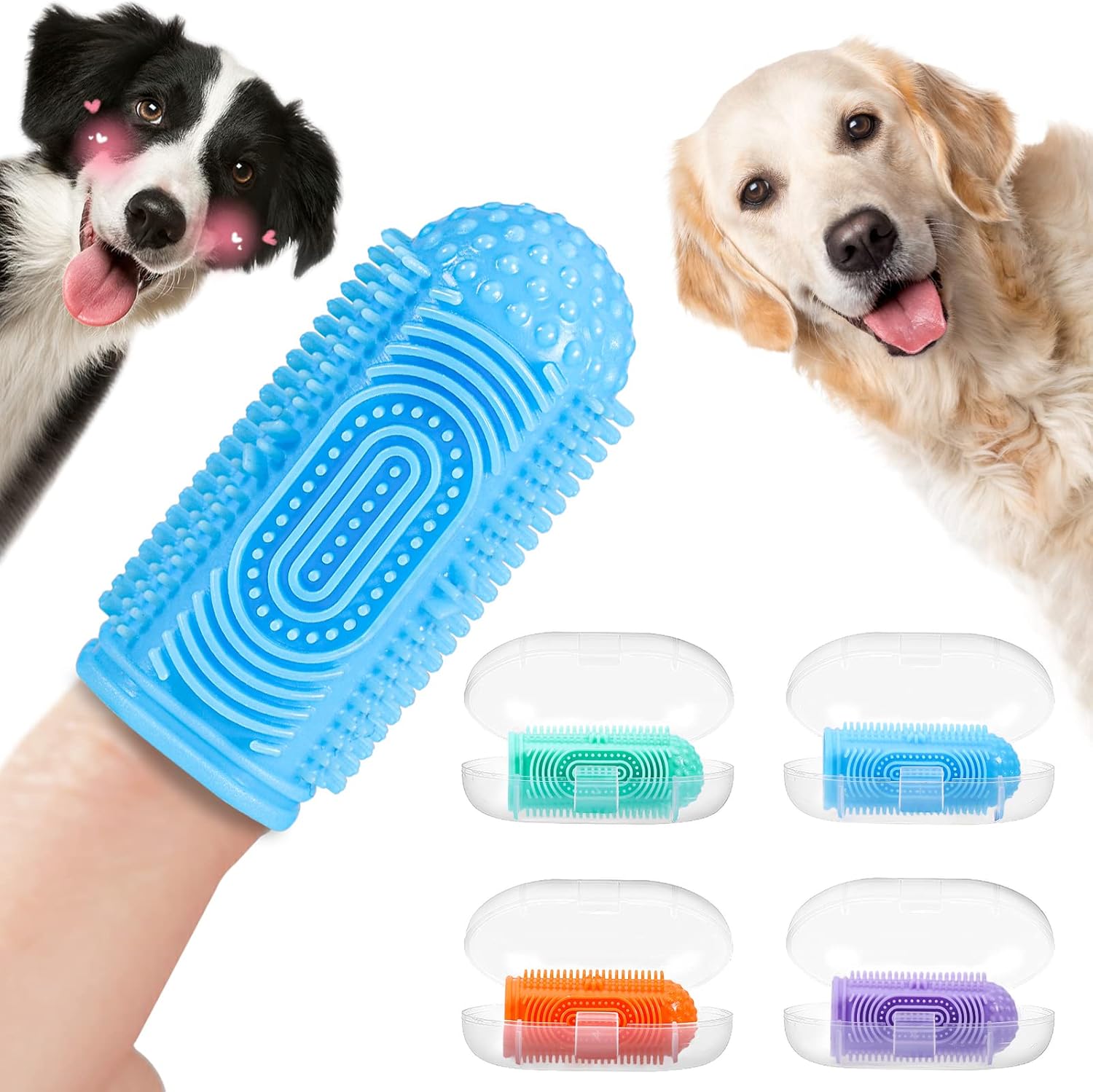 🐶Dog Toothbrush Finger Toothbrush Dogs Tooth Brushing Kit 4Pack Dogs Finger Toothbrushes for Dog Teeth Cleaning& Dental Care Doges Tooth Brush Pet Toothbrush