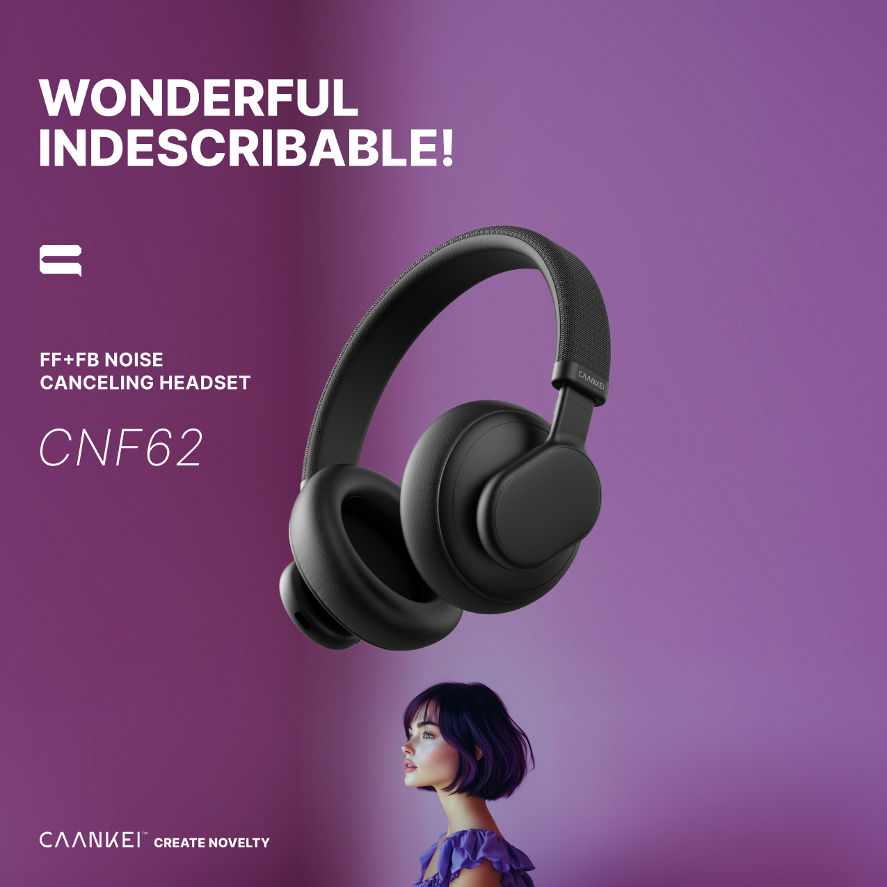 CNF62 Over-Ear Wireless Headphones with Hybrid ANC and Long Playtime