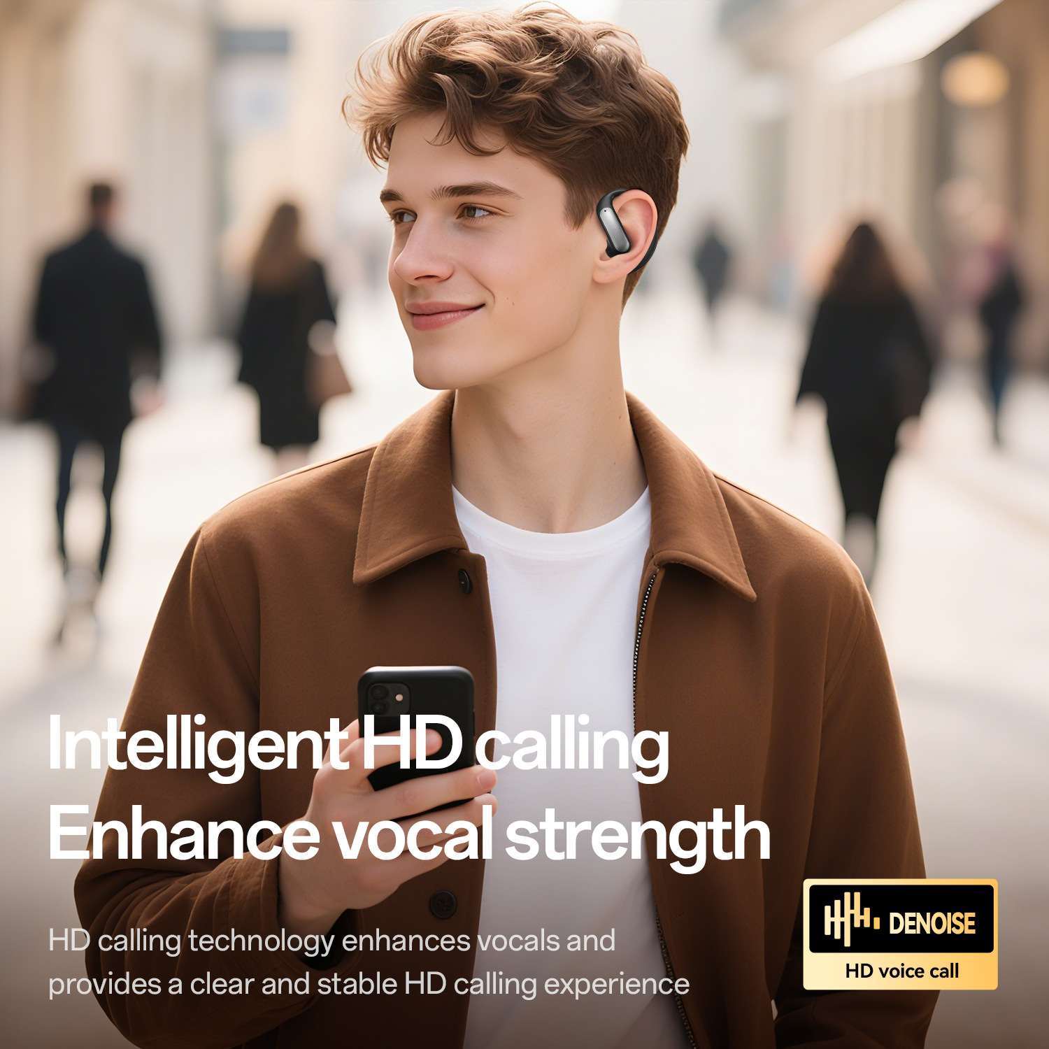 Open-Ear Wireless 5.4 Earphones with HD Sound, Touch Control, Noise Reduction & Long Battery Life