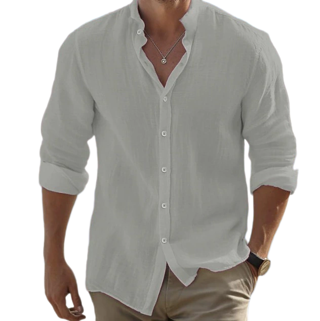 Men's 100% Linen Button Shirt Long Sleeve UPF 30+