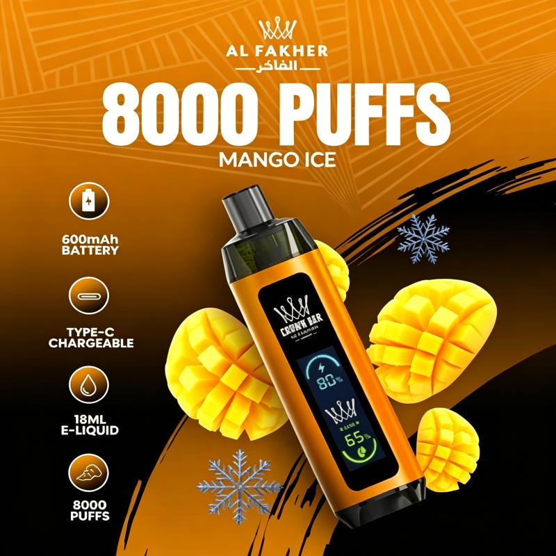 💨 Al Fakher Crown Bar Pro 8000 – Einweg-Vape mit 8000 Zügen & intensiven Aromen