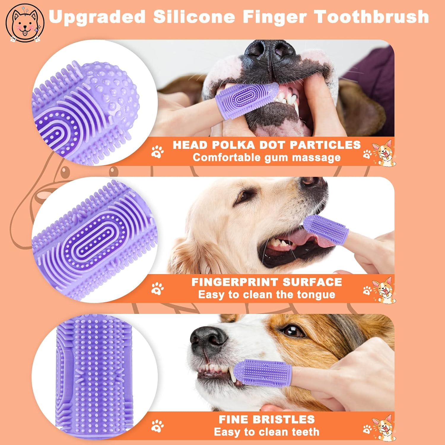 🐶Dog Toothbrush Finger Toothbrush Dogs Tooth Brushing Kit 4Pack Dogs Finger Toothbrushes for Dog Teeth Cleaning& Dental Care Doges Tooth Brush Pet Toothbrush