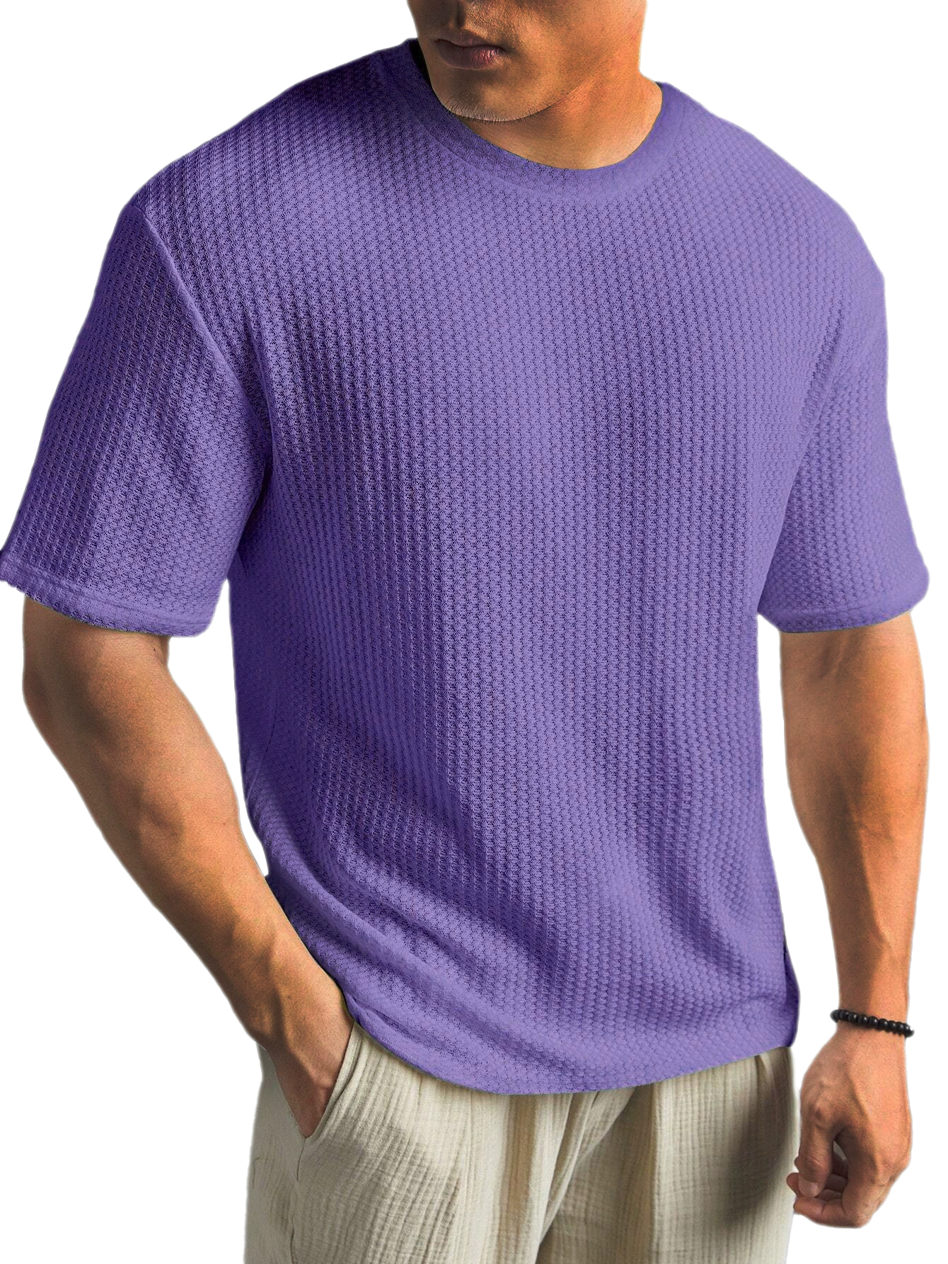 Men's Polyester-Cotton Short Sleeve T-Shirt Lightweight Casual