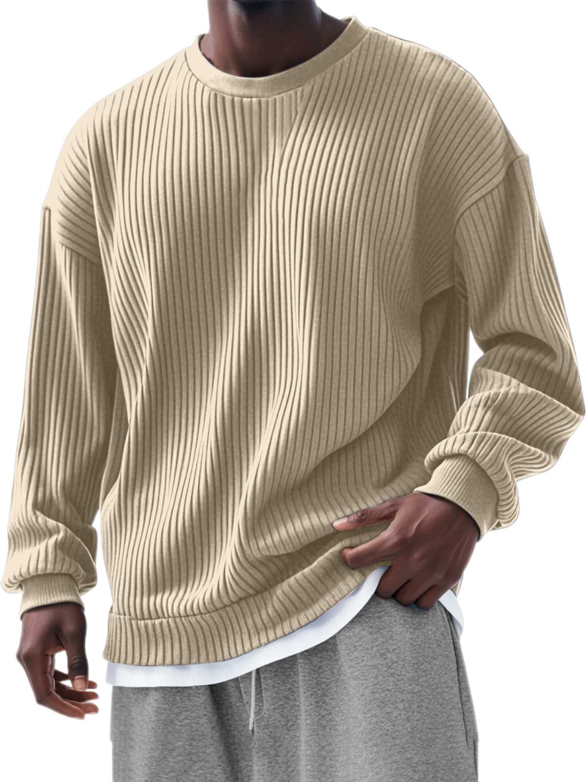 Men's Cotton-Poly Blend Long Sleeve Sweatshirt Relaxed Fit