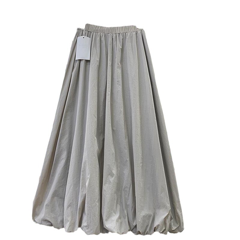 2025 Early Spring High-Waisted White Flowerbud Skirt – Slimming A-Line Mid-Length for Petite Women