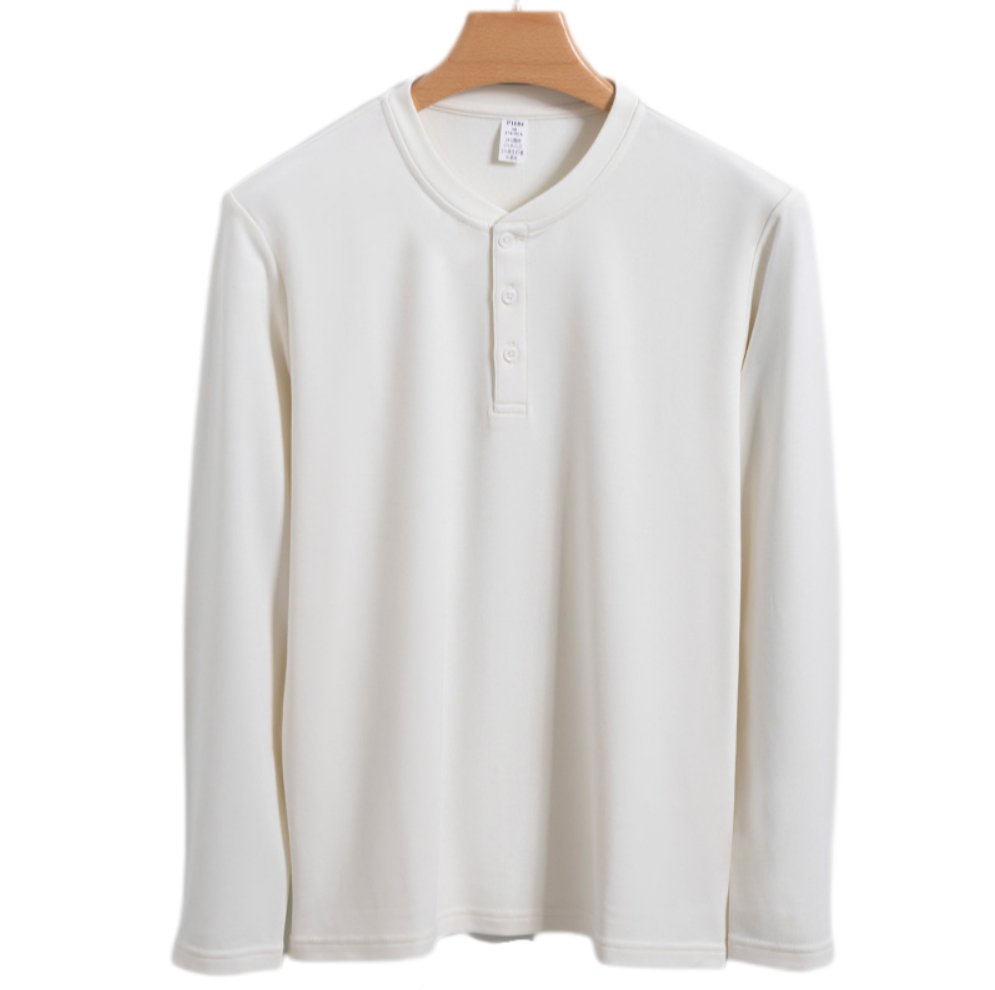 Men’s 320g Thermal Henley Base Layer – 100% Natural Modal Long Sleeve Shirt for Cold Weather