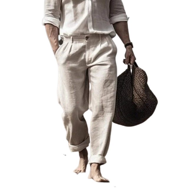 Men's Cotton-Linen Straight Leg Casual Pants Outdoor