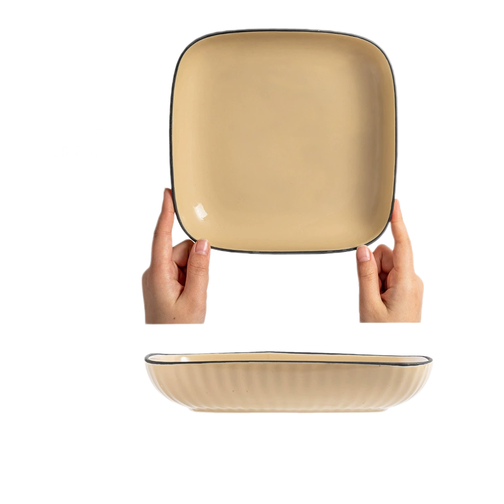 Stoneware Bowl & Plate Set – Microwave & Dishwasher Safe Dinnerware with Organic Edge Design