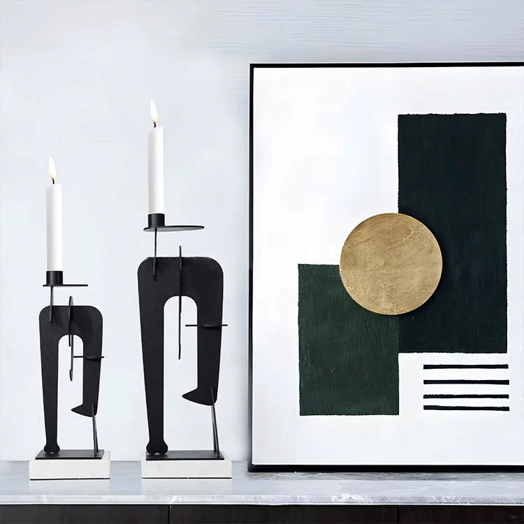 Black Metal Multi-Level Candle Holder - 2 Size Options for Dining Table or Shelf Decor