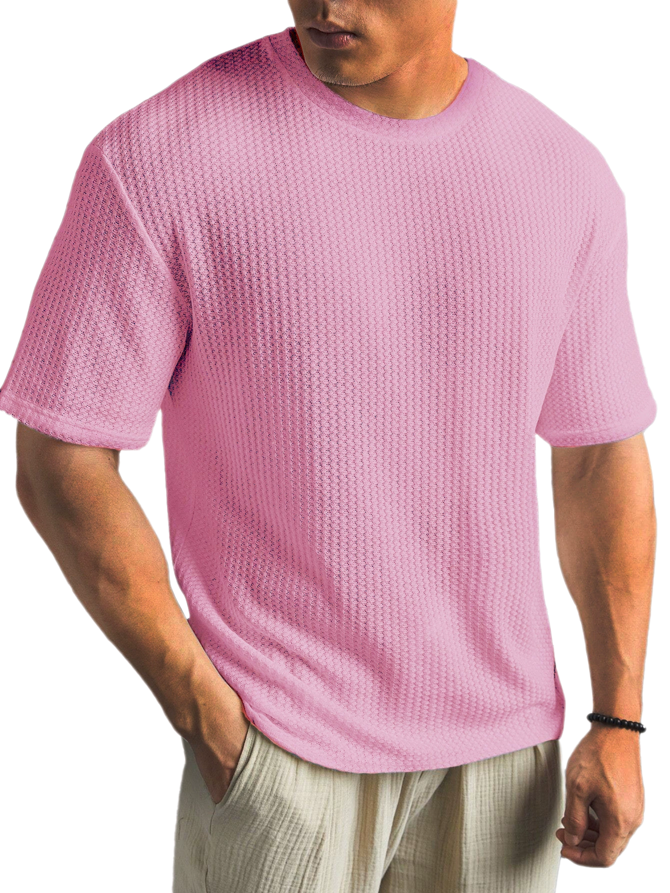 Men's Polyester-Cotton Short Sleeve T-Shirt Lightweight Casual