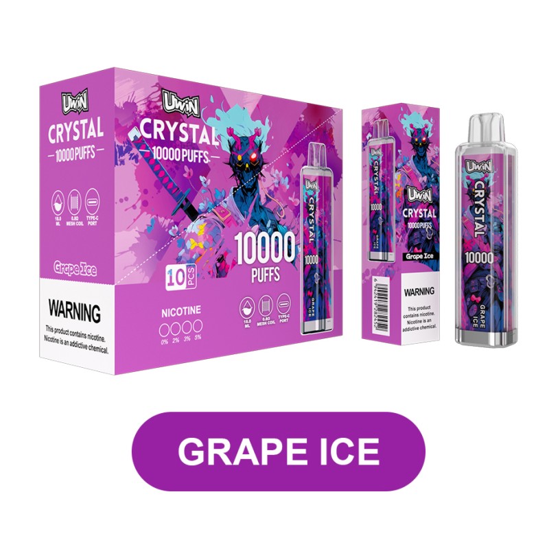 Uwin Crystal 10000 Puffs Disposable Vape – 10-Pack Bundle | RGB Lights & Multiple Flavors