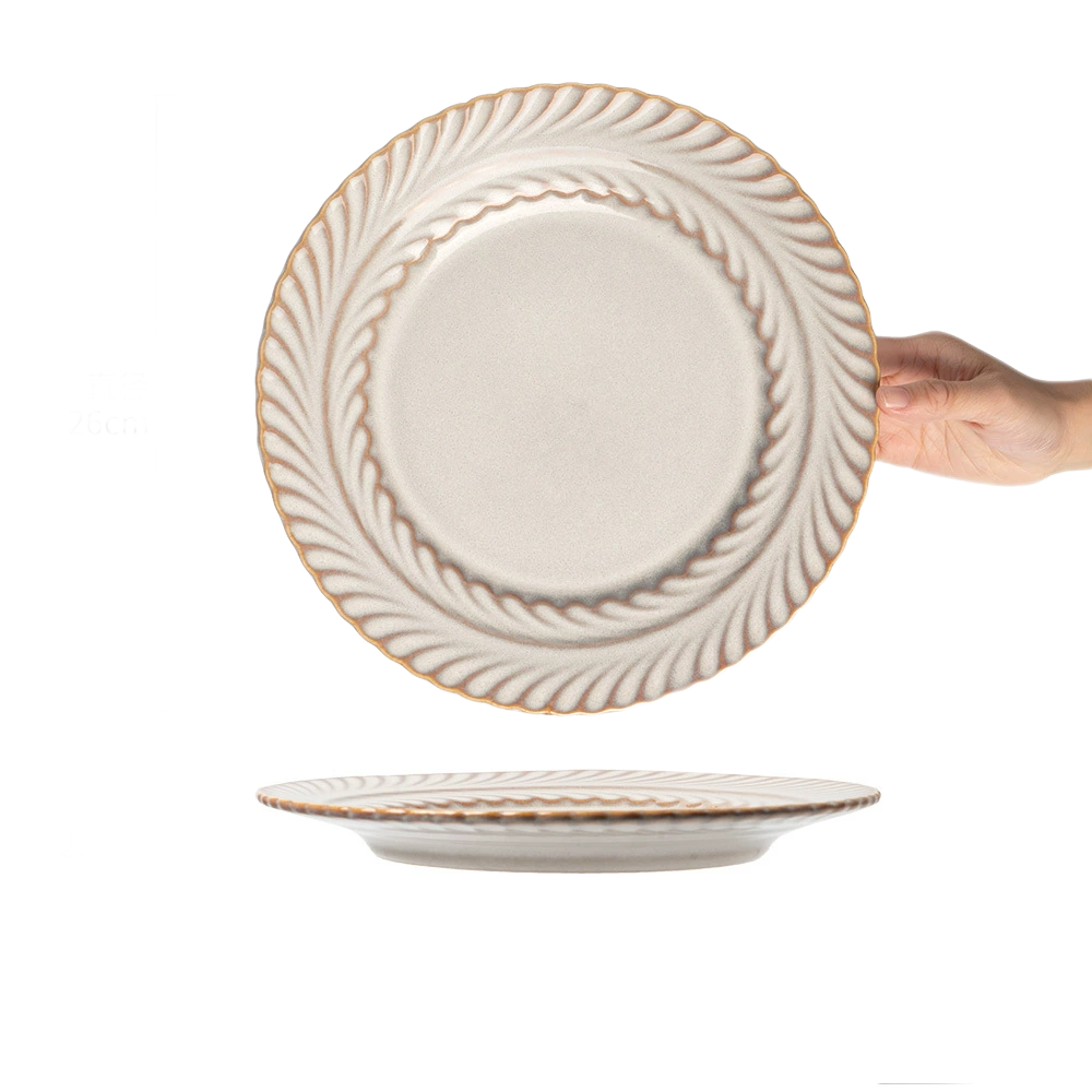 Textured Wheat Design Ceramic Plate – Microwave & Dishwasher Safe