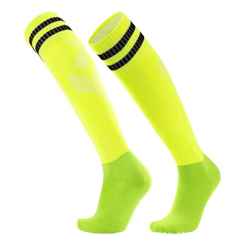 Football Socks Long Thickened Towel Bottom Socks Football Adult Sweat-Absorbent Non-Slip Sports Socks Striped Knee-High Children