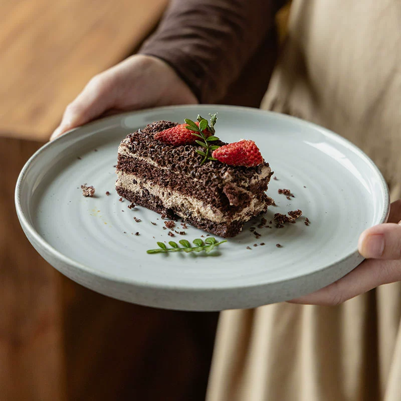 Stoneware Dinner Plate – 30cm Microwave & Dishwasher Safe Ceramic Dish with Textured Rim