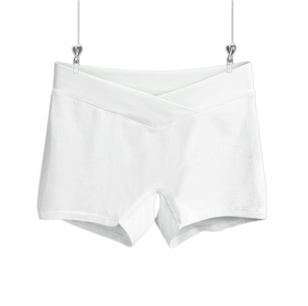 Maternity Low-Waist Safety Shorts – Lightweight 3/4 Length Pure Cotton Belly Support Underwear