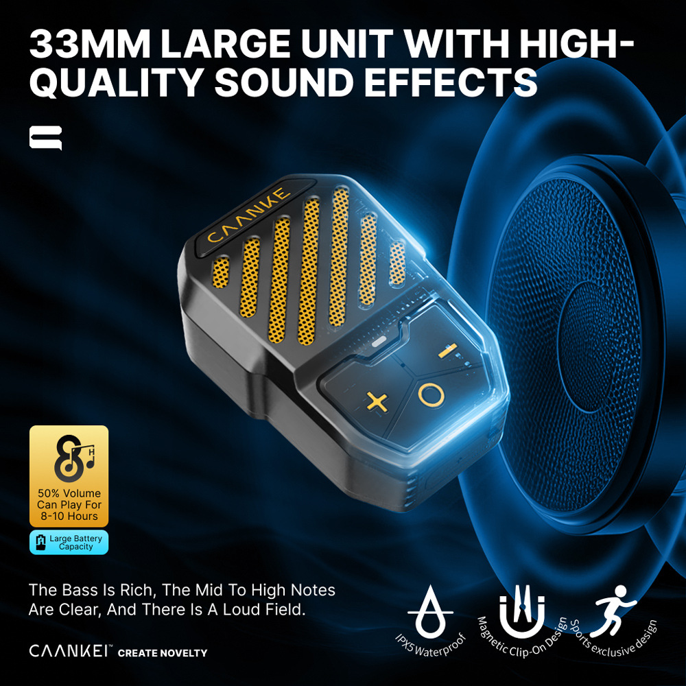 Innovative Magnetic Clip-On Sports Speaker with IPX5 Waterproof and TWS Stereo Pairing