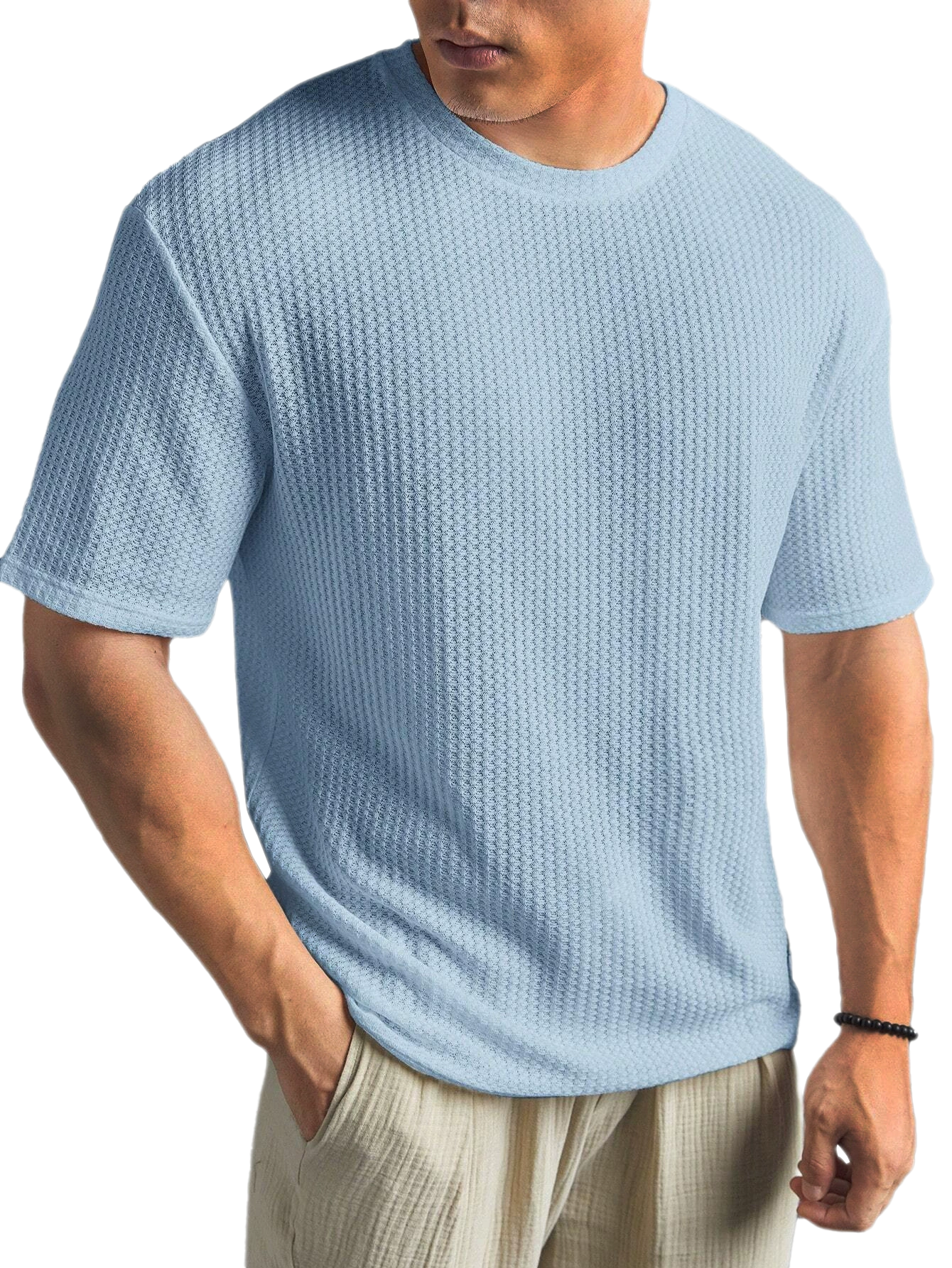 Men's Polyester-Cotton Short Sleeve T-Shirt Lightweight Casual