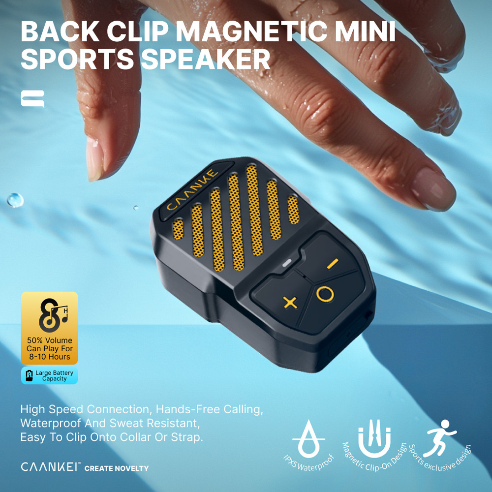 Innovative Magnetic Clip-On Sports Speaker with IPX5 Waterproof and TWS Stereo Pairing
