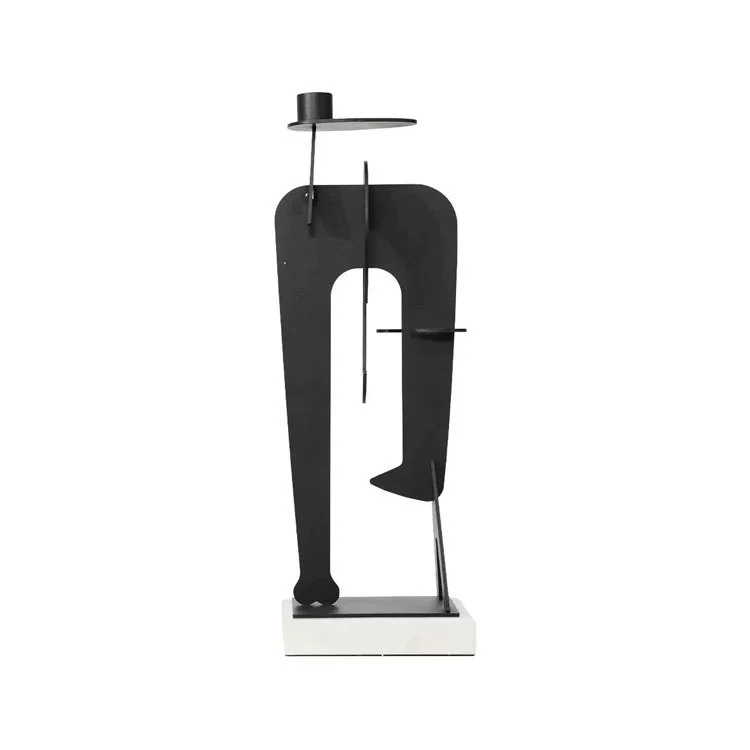 Black Metal Multi-Level Candle Holder - 2 Size Options for Dining Table or Shelf Decor