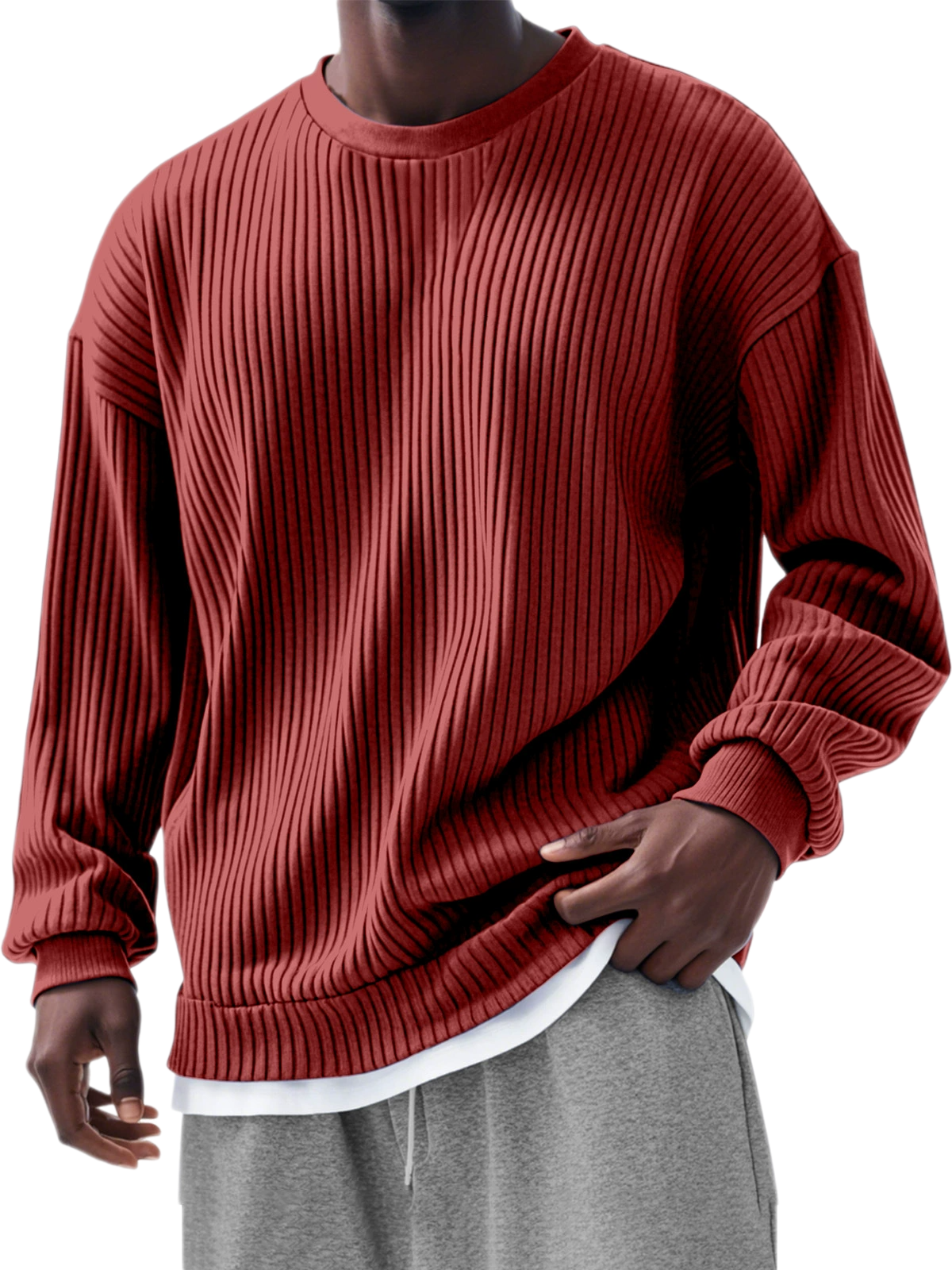 Men's Cotton-Poly Blend Long Sleeve Sweatshirt Relaxed Fit