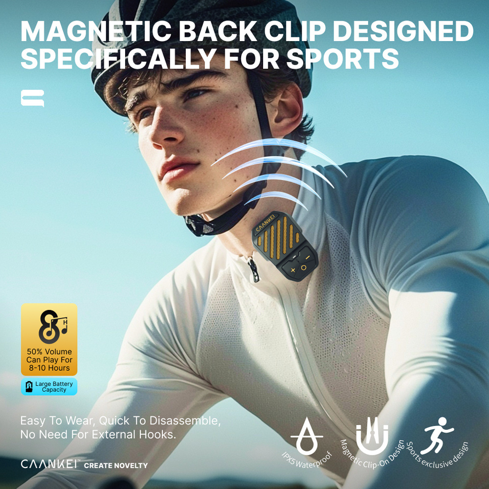 Innovative Magnetic Clip-On Sports Speaker with IPX5 Waterproof and TWS Stereo Pairing