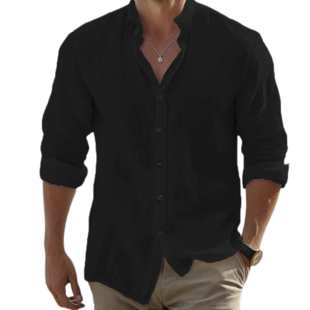 Men's 100% Linen Button Shirt Long Sleeve UPF 30+
