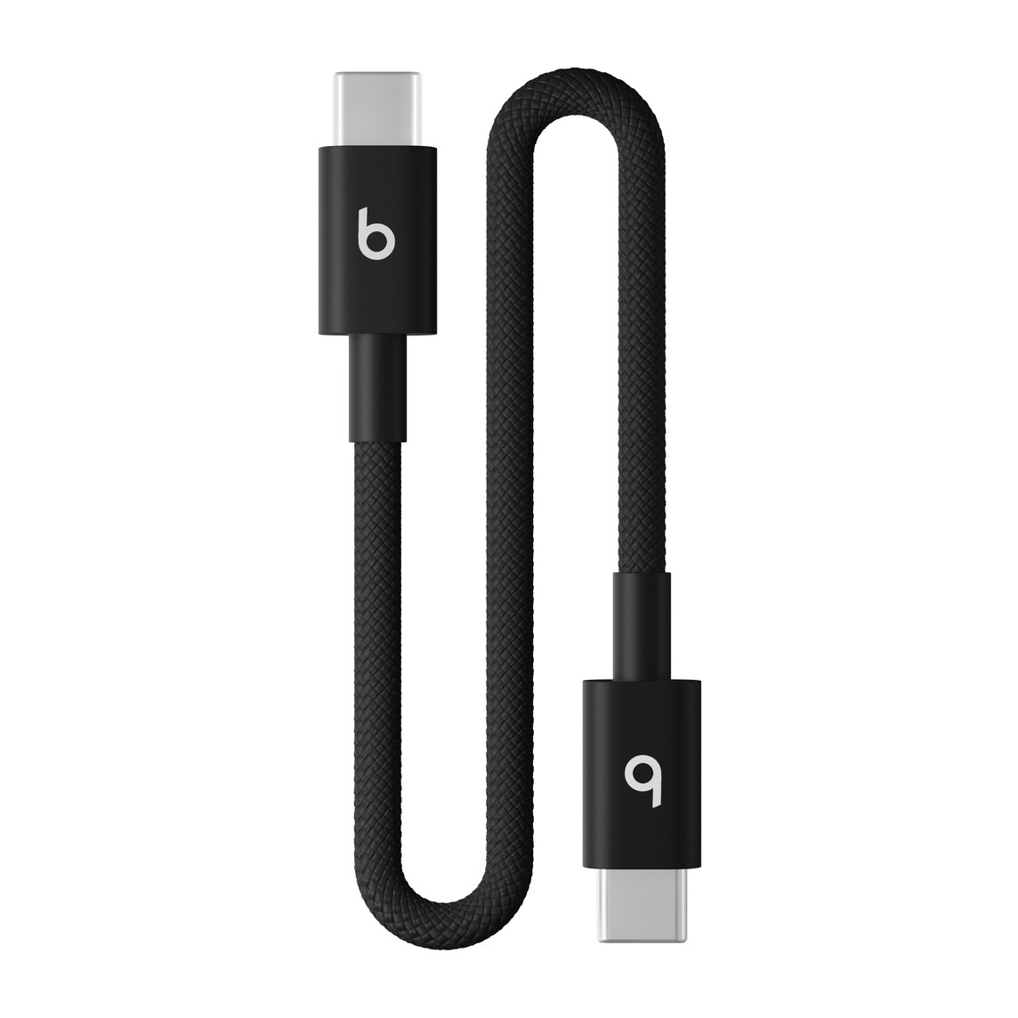 Cabo curto trançado de USB-C para USB-C da Beats (20 cm) — Preto-relâmpago