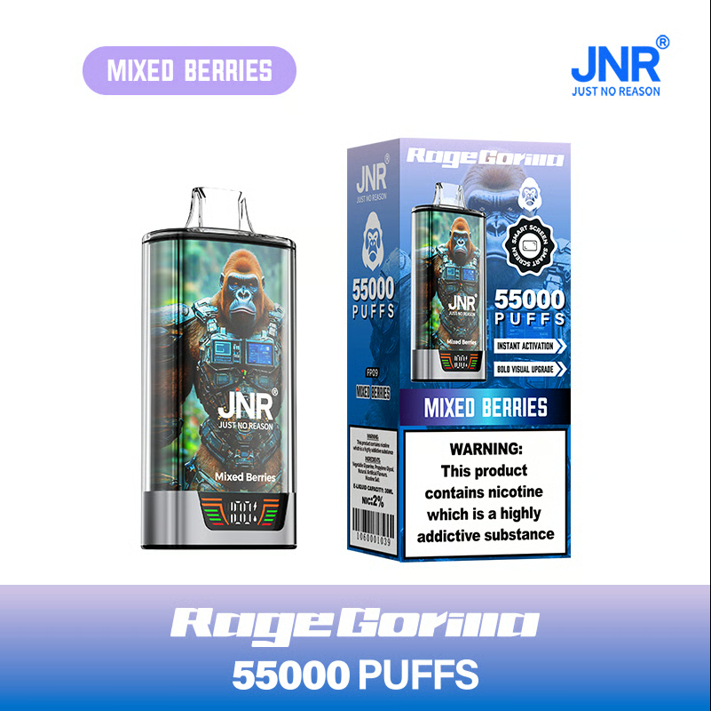 💨JNR Rage Gorilla 55K Puffs Dual Mesh Disposable Vape with Smart Display & Type-C Fast Charging🐒⚡💨
