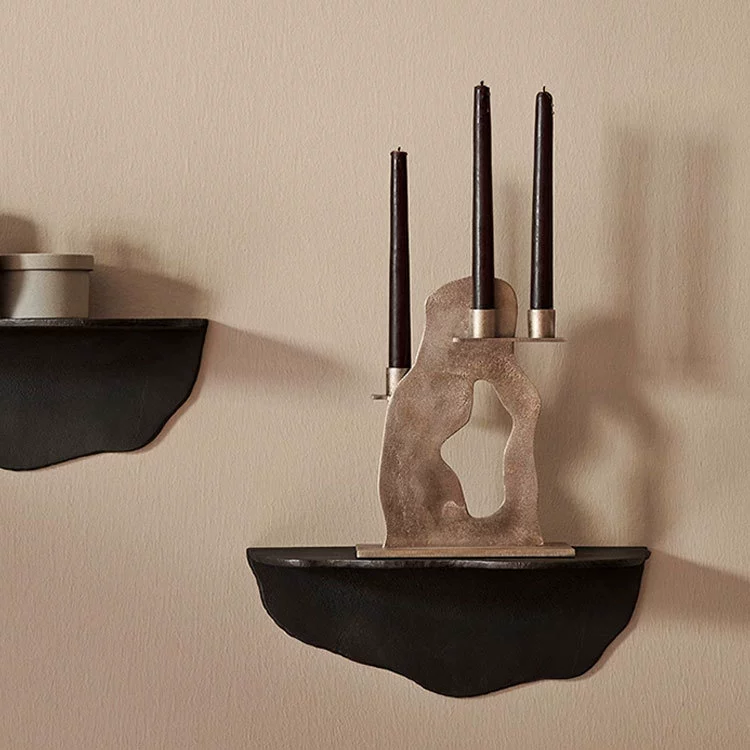 Antique-Textured Black Iron Candle Holder - 3-Arm Tabletop Centerpiece