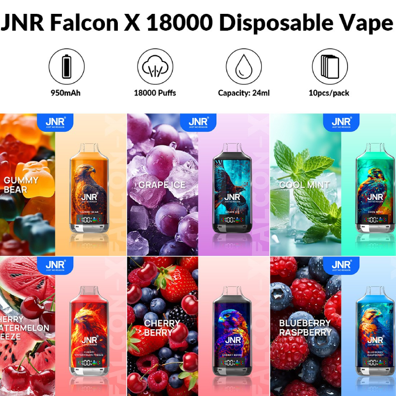 💨 JNR Falcon X 18000 Züge • Leistung & Geschmack🍉🍒🥝🌸
