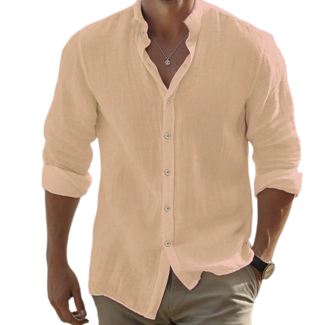 Men's 100% Linen Button Shirt Long Sleeve UPF 30+