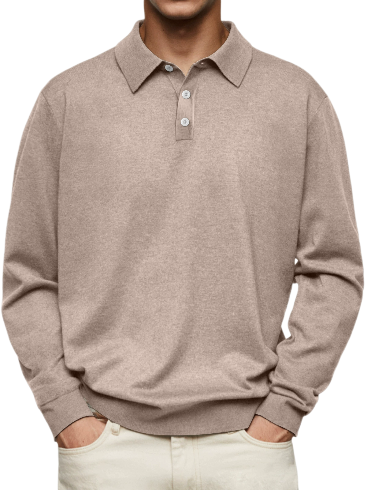 Men’s 65% Cotton V-Neck Button Shirt Slim Fit Long Sleeve