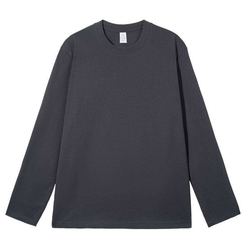 Men’s 230 GSM Heavyweight Cotton Long-Sleeve Shirt – Relaxed Fit Crew Neck Base Layer, 450g Weight