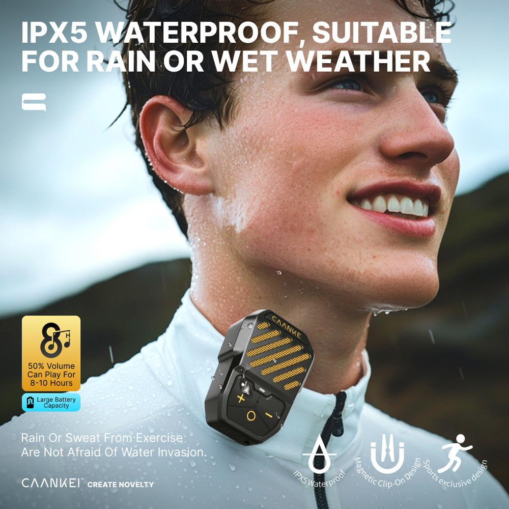 Innovative Magnetic Clip-On Sports Speaker with IPX5 Waterproof and TWS Stereo Pairing