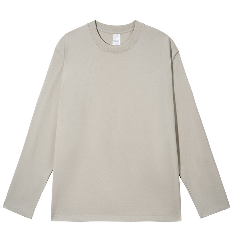 Men’s 230 GSM Heavyweight Cotton Long-Sleeve Shirt – Relaxed Fit Crew Neck Base Layer, 450g Weight