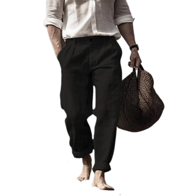 Men's Cotton-Linen Straight Leg Casual Pants Outdoor