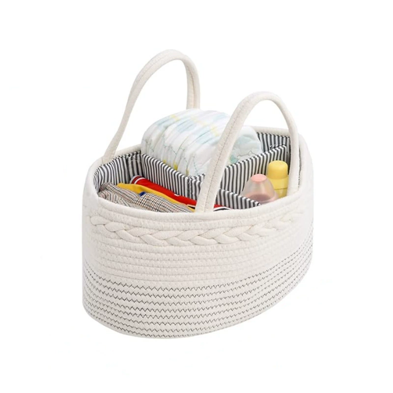 Cotton Rope Divided Storage Basket – Multi-Compartment Organizer for Home and Office Use