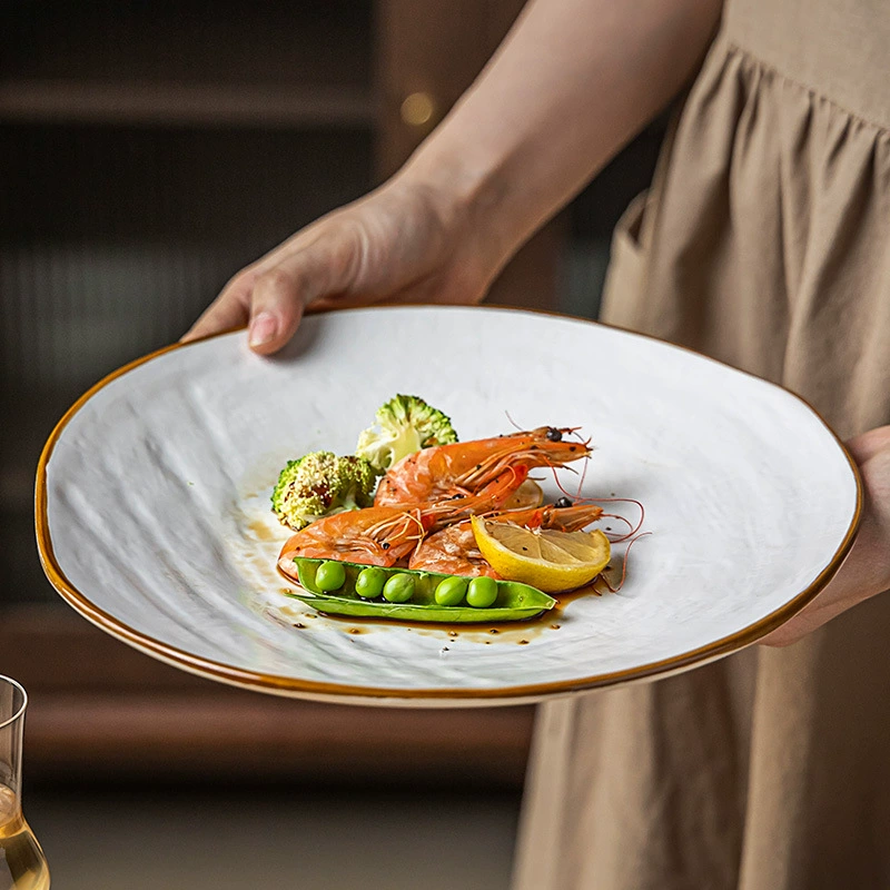 Stoneware Textured Dinner Plate – Microwave & Dishwasher Safe Ceramic Dish with Organic Surface Design